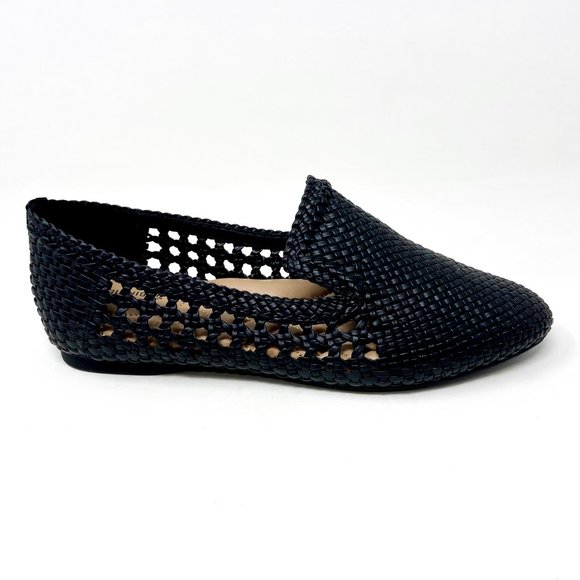 Birdies Shoes - Birdies The Starling Black Woven Womens Slip On Vegan Leather Loafers